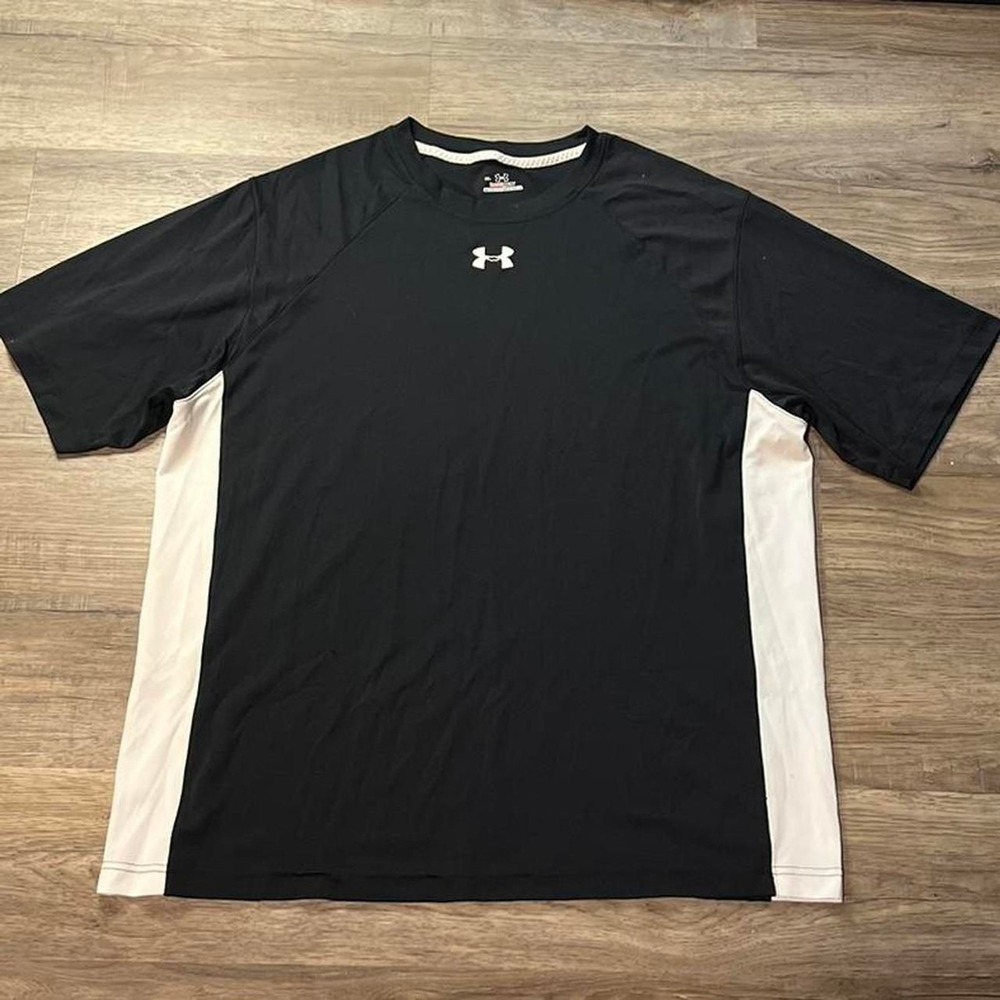 Under Armour Black Striped Retro Heat Gear Tech Sportswear Shirt XL